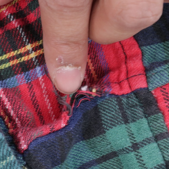 80s Mens Small Multi-Color Plaid Patchwork Shorts - Picture 8 of 9